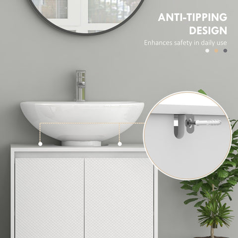 White ceramic vessel sink with chrome faucet on sleek homcom white freestanding sink bathroom cabinet with 2 doors