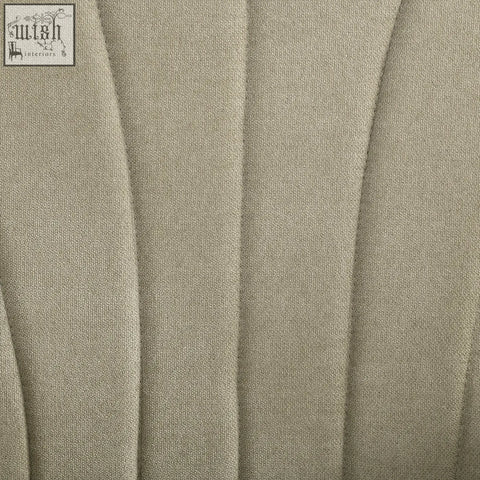 Beige textured fabric with vertical pleats on homcom upholstered accent chair with wooden frame and curved arms
