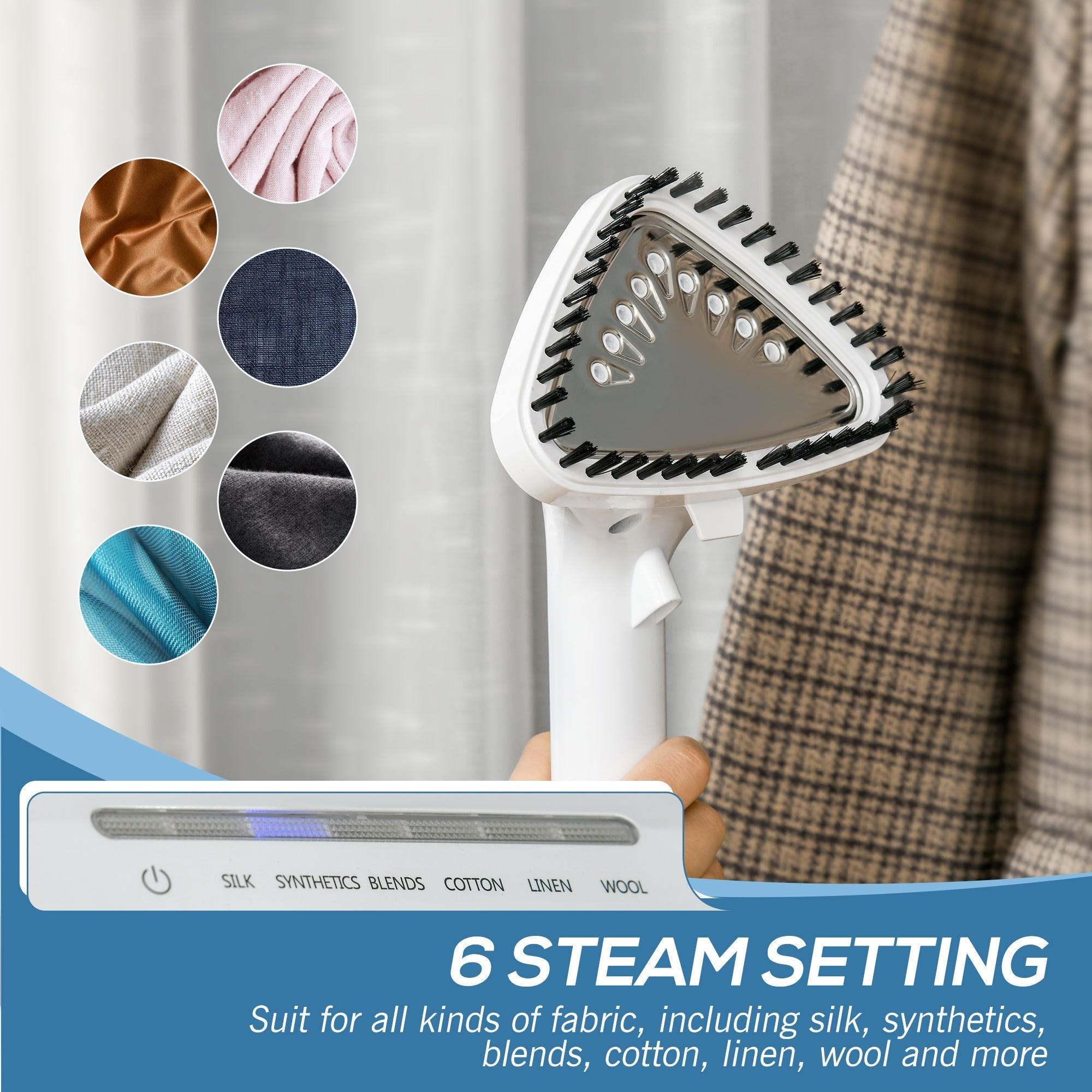 White homcom handheld steam iron with fabric brush, stable steam, silver plates, and 1.7l water tank for clothes care