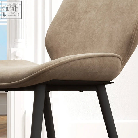 Beige upholstered homcom velvet dining chairs with sleek coated steel legs perfect for dining room use