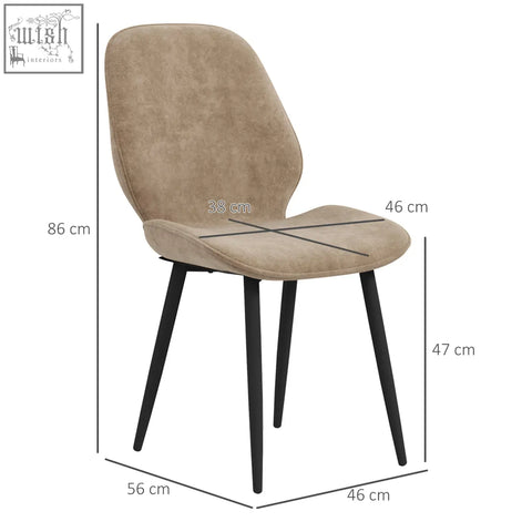 Beige upholstered dining chairs with powder coated steel legs perfect for living room and dining room use