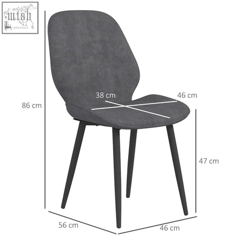 Modern gray upholstered dining chairs with sleek powder coated steel legs perfect for dining room or living room use