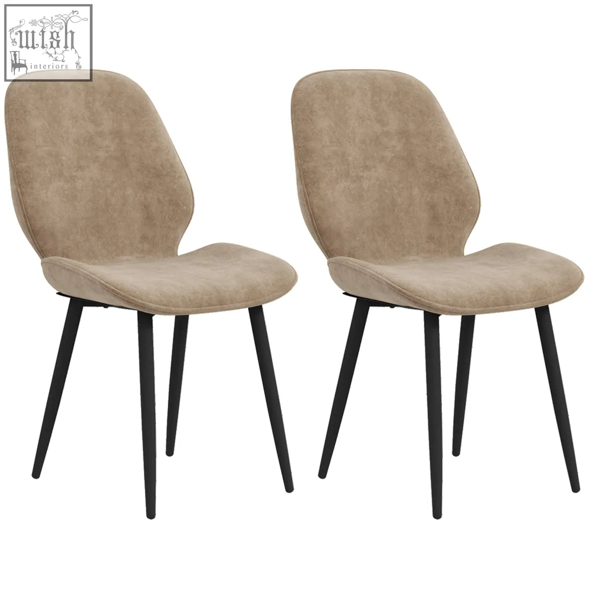 Homcom beige velvet dining chairs with powder coated steel coated steel legs perfect for dining room use