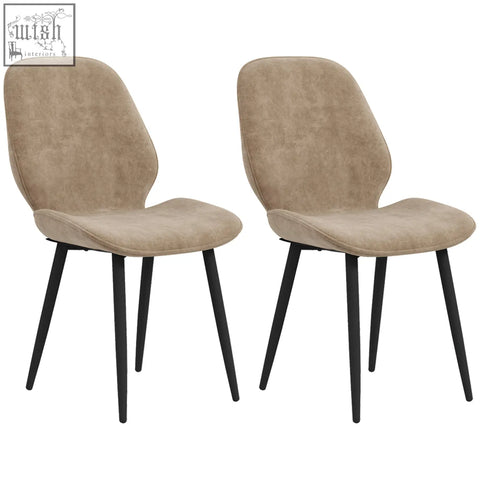 Homcom beige velvet dining chairs with powder coated steel coated steel legs perfect for dining room use