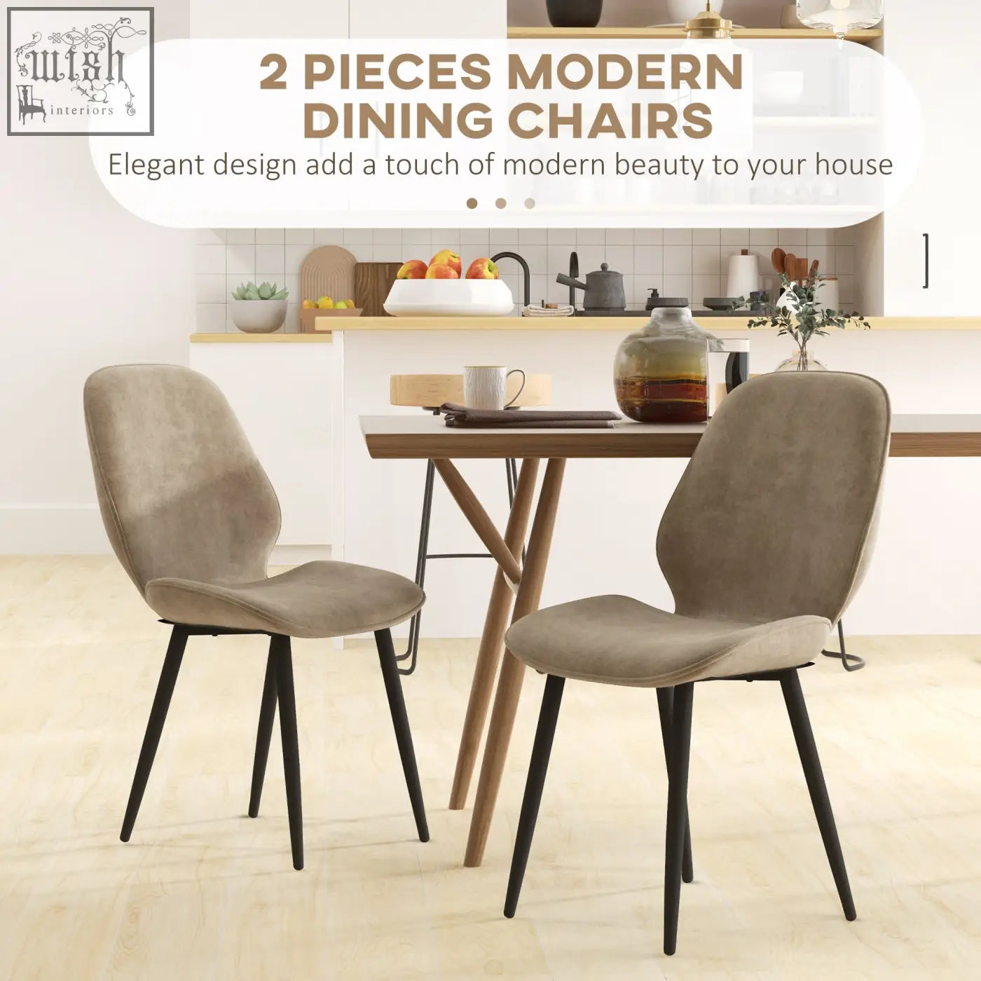 Beige velvet homcom dining chairs with sleek powder coated steel legs perfect for living room or dining room use