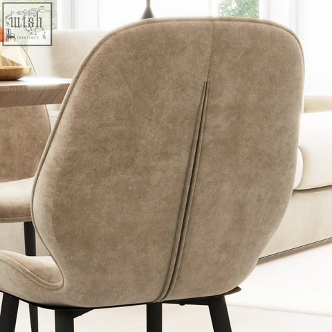 Beige upholstered homcom velvet dining chairs with sleek modern design and powder coated steel legs for dining room