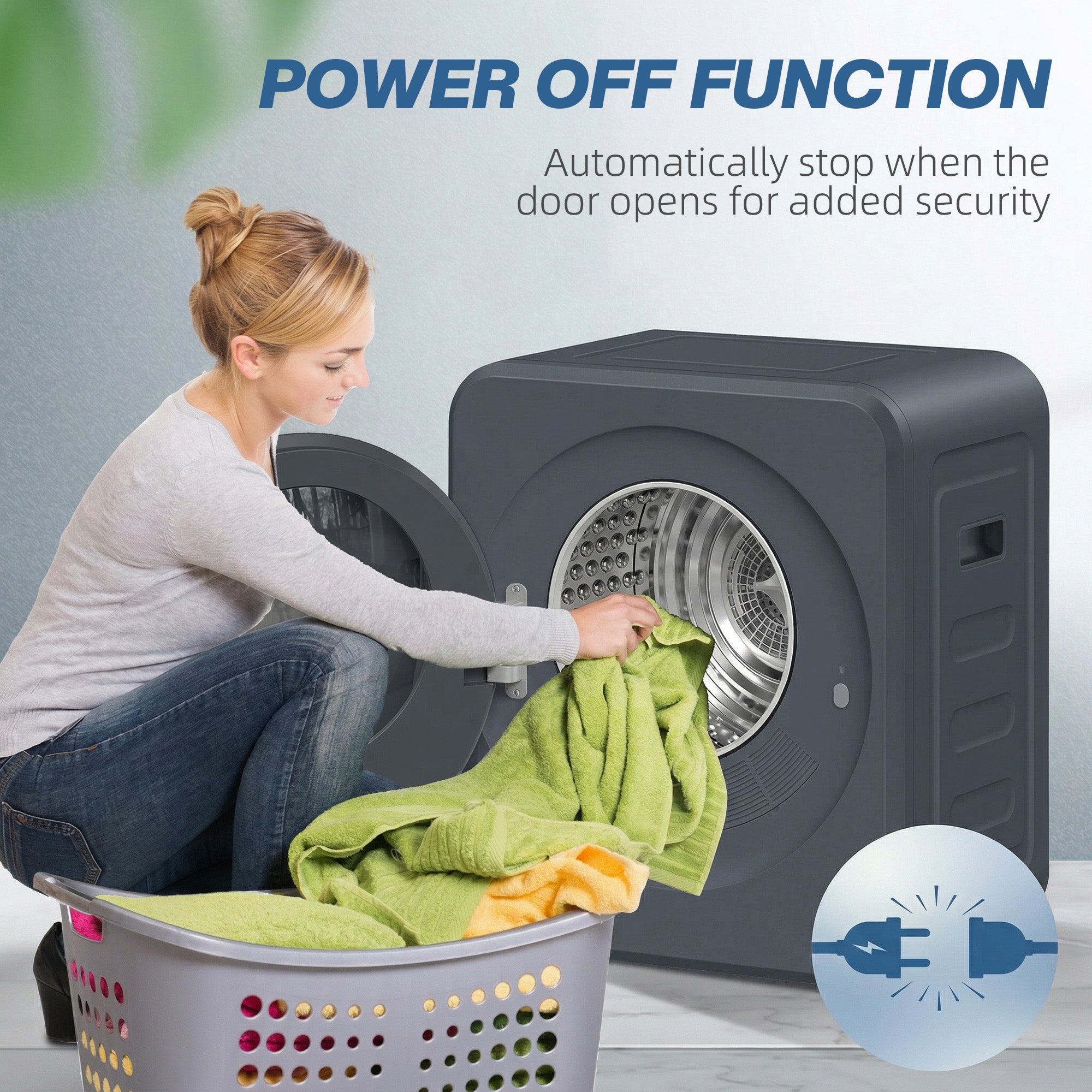 Dark gray homcom vented tumble dryer with stainless steel drum 4kg capacity and power off function for safety