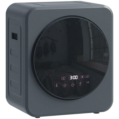 Modern gray homcom vented tumble dryer with stainless steel tub digital display and flexible installation options