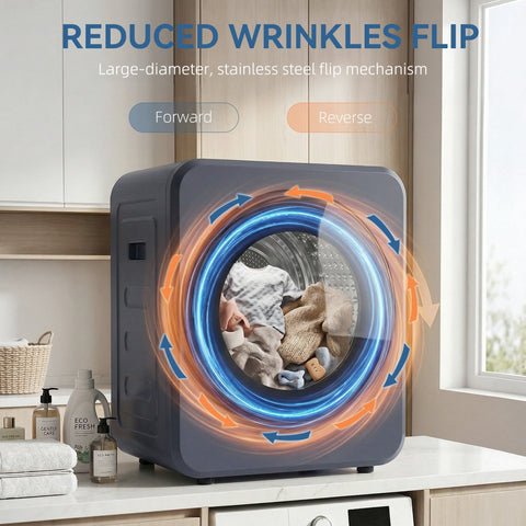 Gray homcom vented tumble dryer with stainless steel tub and transparent door for flexible installation