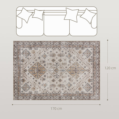 Homcom vintage area rug with plush comfort underfoot features a faded beige geometric pattern for living room use