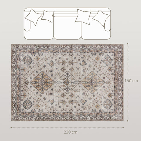 Beige homcom vintage area rug with plush comfort underfoot featuring a distressed pattern for living room use