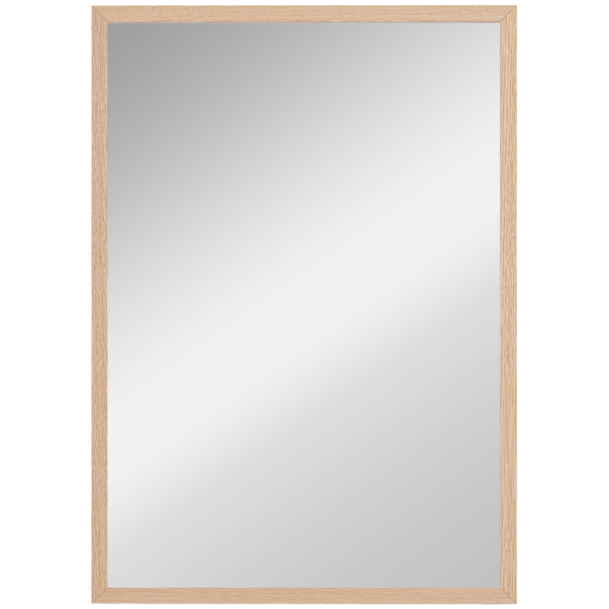 Homcom wall bathroom mirror with a rectangle shape natural wood light oak frame perfect for living room decor
