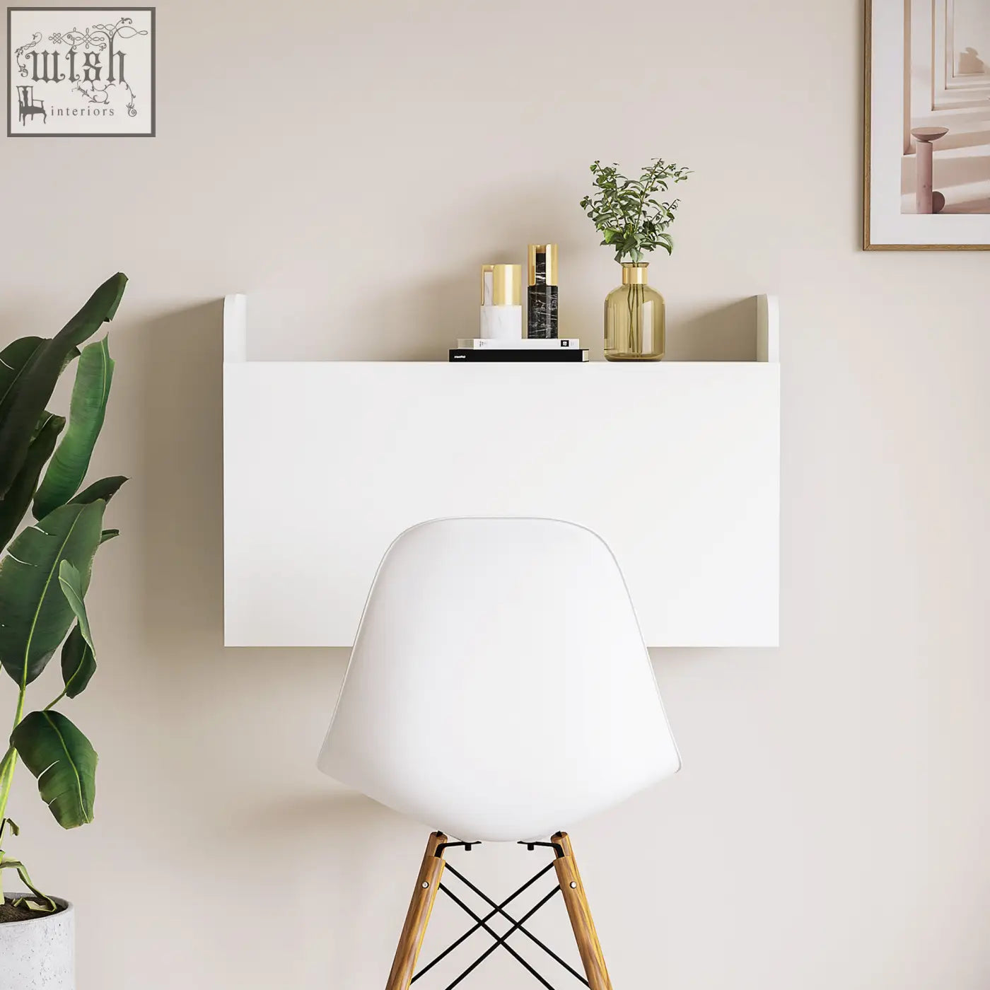 Minimalist white homcom wall mounted desk with magnetic working panel and space saving storage for home office use