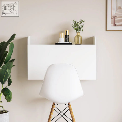 Minimalist white homcom wall mounted desk with magnetic working panel and space saving storage for home office use