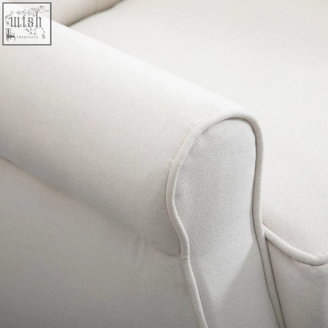 Cream white homcom wingback accent chair armrest with soft textured fabric and wooden frame for living room and bedroom
