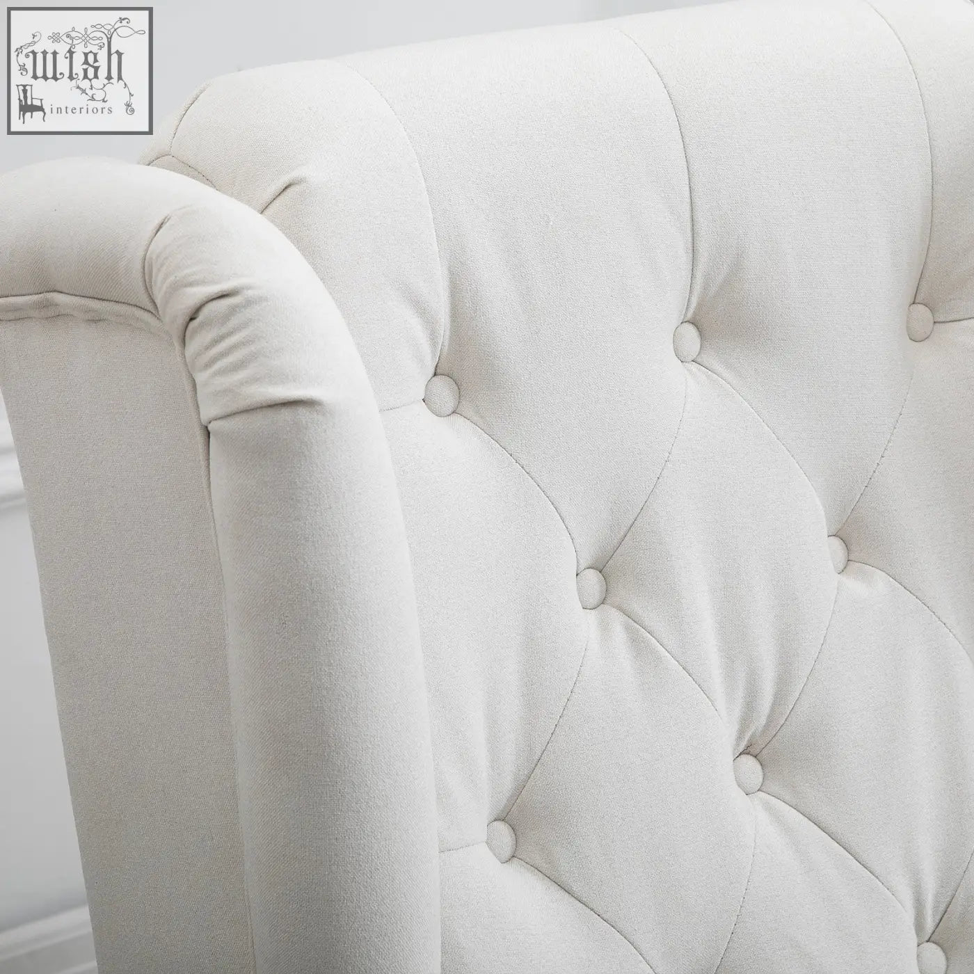 Cream white homcom wingback accent chair with cream tufted fabric and wooden frame for living room and bedroom