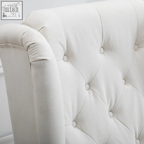 Cream white homcom wingback accent chair with cream tufted fabric and wooden frame for living room and bedroom