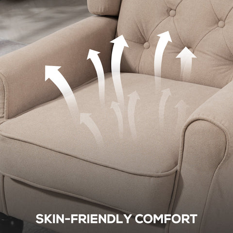 Beige HOMCOM wingback accent chair with button tufted snow flannel fabric and floor height for living room use