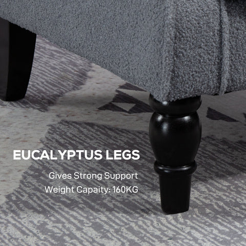 Black eucalyptus legs of homcom wingback accent chair with classic turned design for living room floor height