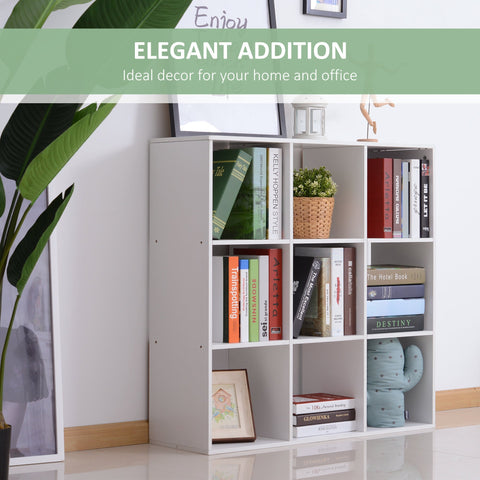 HOMCOM Wooden 9 Cube Storage Cabinet Unit 3 Tier Bookcase Shelves Organiser Rack Display  - White