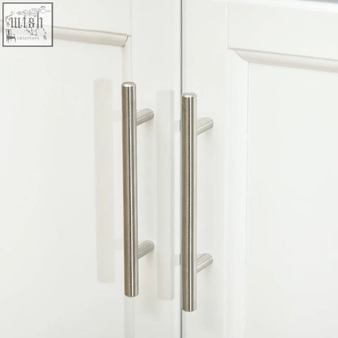 Homcom white wooden kitchen island with stainless steel top stainless steel handles towel rail and spice rack features