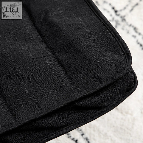Black linen fabric with subtle texture and stitched seams on birch wood frame homcom lounging chair seat cover