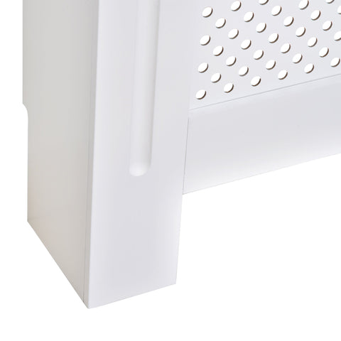 HOMCOM Wooden Radiator Cover Heating Cabinet Modern Home Furniture Grill Style  White Painted (Small)