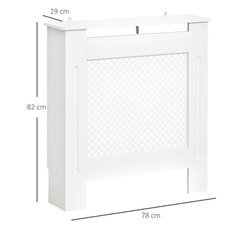 HOMCOM Wooden Radiator Cover Heating Cabinet Modern Home Furniture Grill Style  White Painted (Small)