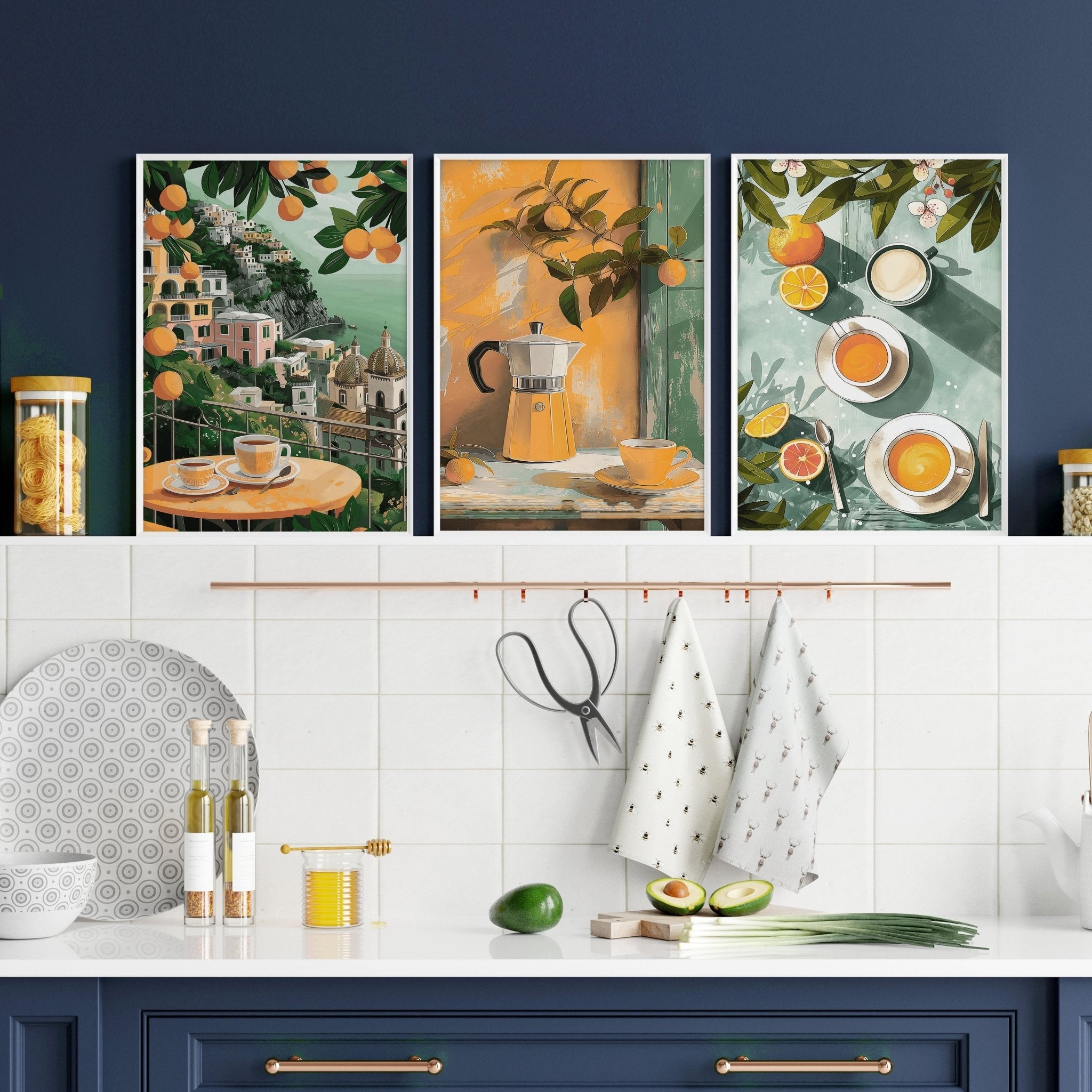 Home Decor Items For Kitchen | Set of 3 Italian Lifestyle Wall art Prints