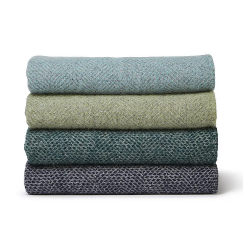 Honeycomb XL Pure New Wool Throw - Emerald/Grey - Throws & Blankets