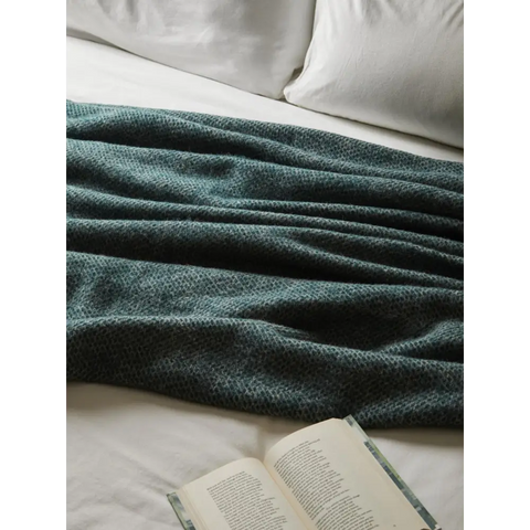 Honeycomb XL Pure New Wool Throw - Emerald/Grey - Throws & Blankets