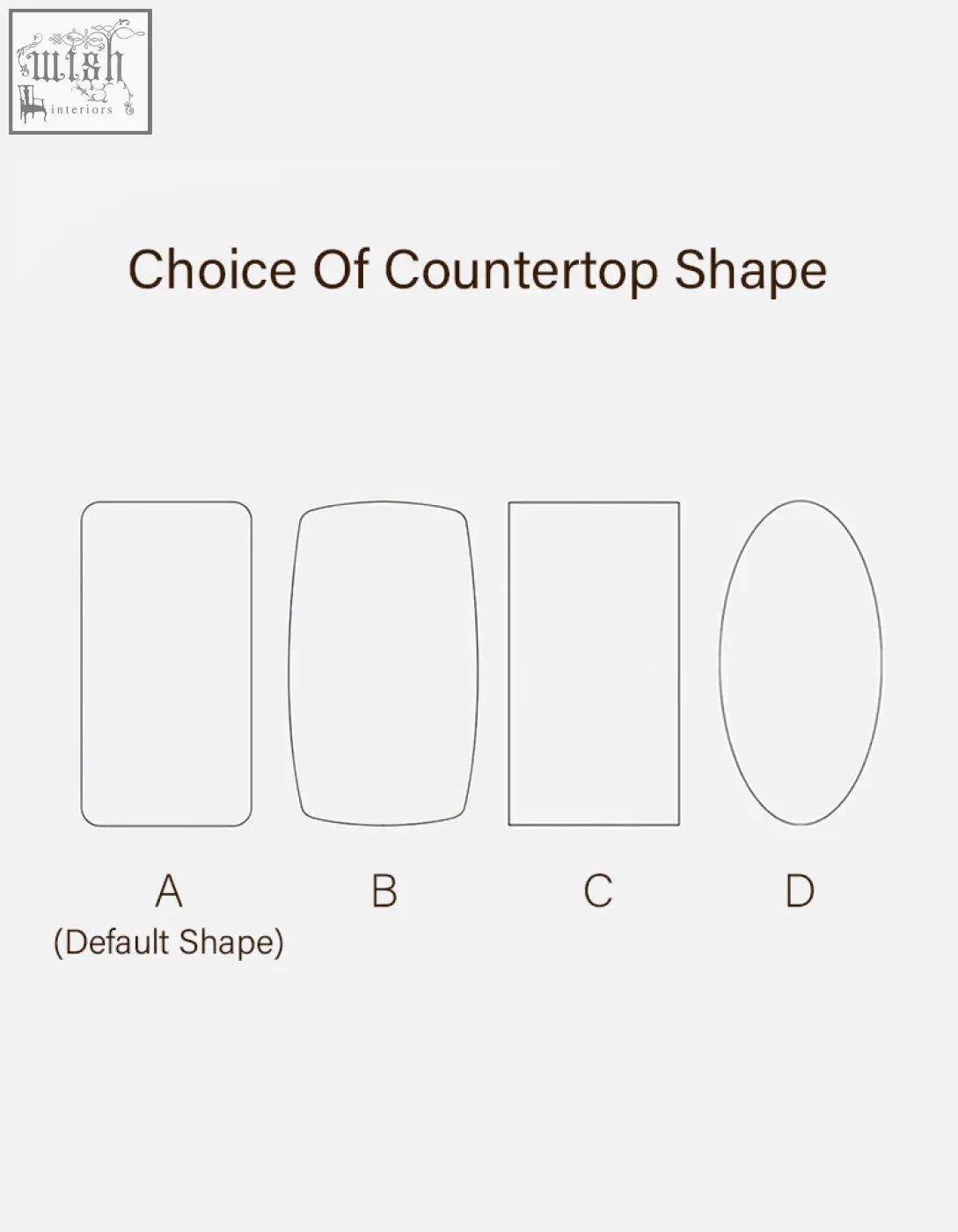 Choice of countertop shape options for hossain marble dining table including rectangular rounded square and oval shapes