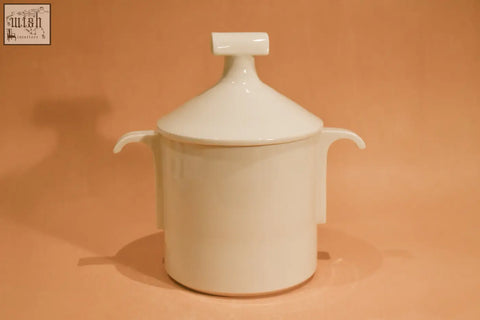 White ceramic house jar sugar bowl with lid and two handles perfect for kitchen storage and borosilicate glass sets