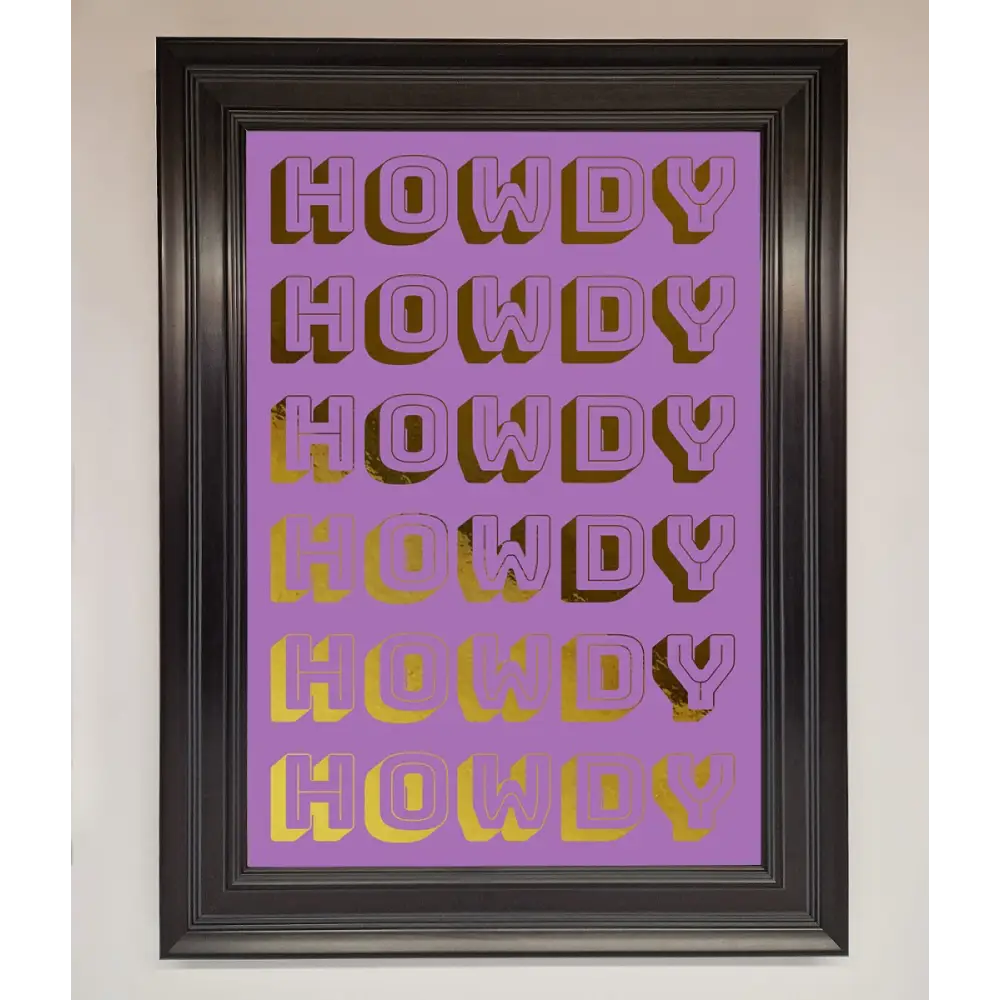 Howdy Foil Print - A1 (59.4 x 84.1 cm) / Matt Black - Framed Print