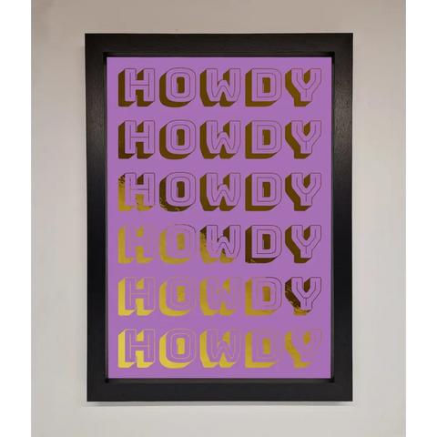 Howdy Foil Print - A3 (29.7 x 42 cm) / Black - Framed Print