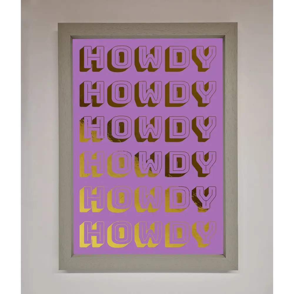 Howdy Foil Print - A3 (29.7 x 42 cm) / Grey - Framed Print