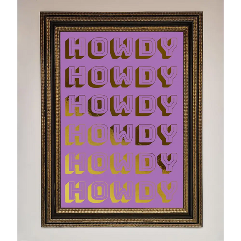 Howdy Foil Print - A3 (29.7 x 42 cm) / Ornate Gold Black - Framed Print