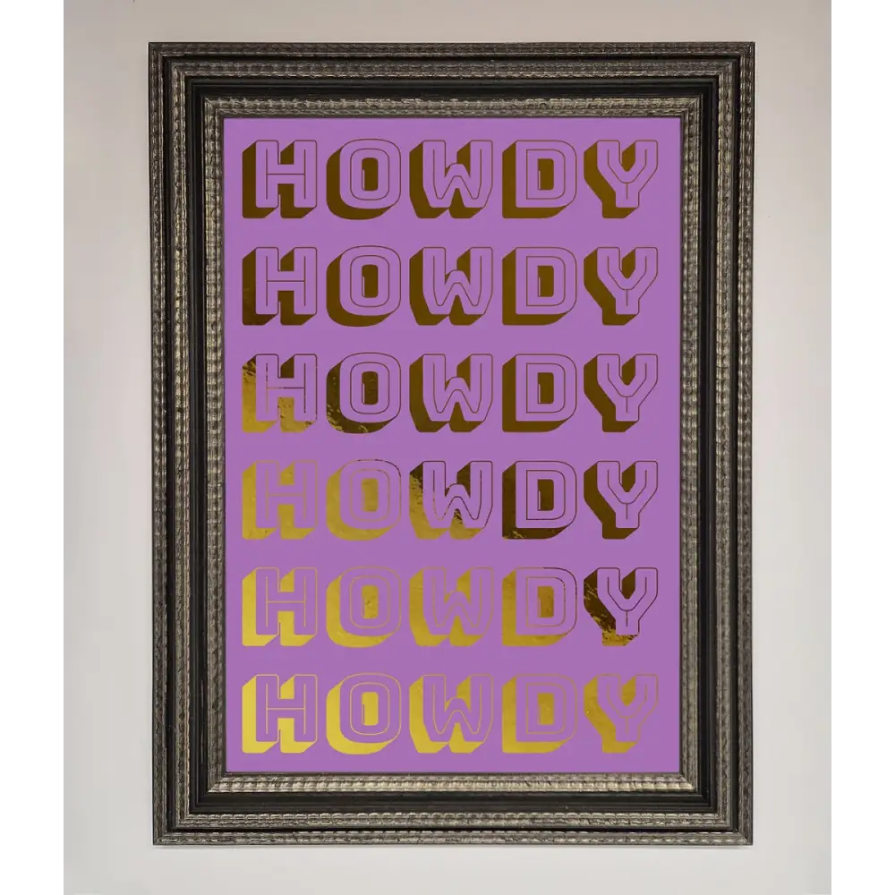 Howdy Foil Print - A3 (29.7 x 42 cm) / Ornate Silver Black - Framed Print