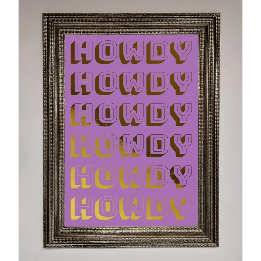 Howdy Foil Print - A3 (29.7 x 42 cm) / Ornate Silver - Framed Print