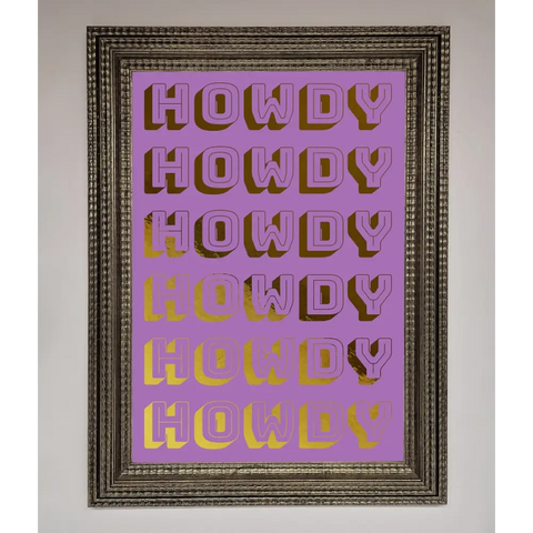 Howdy Foil Print - A3 (29.7 x 42 cm) / Ornate Silver - Framed Print