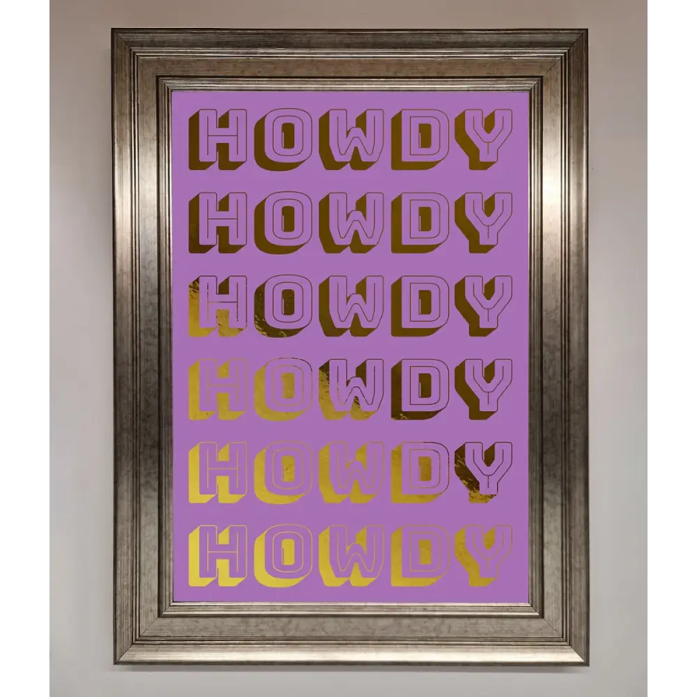 Howdy Foil Print - A3 (29.7 x 42 cm) / Silver - Framed Print
