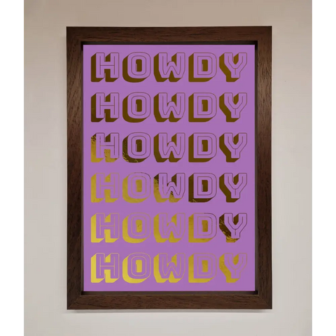 Howdy Foil Print - A3 (29.7 x 42 cm) / Walnut - Framed Print