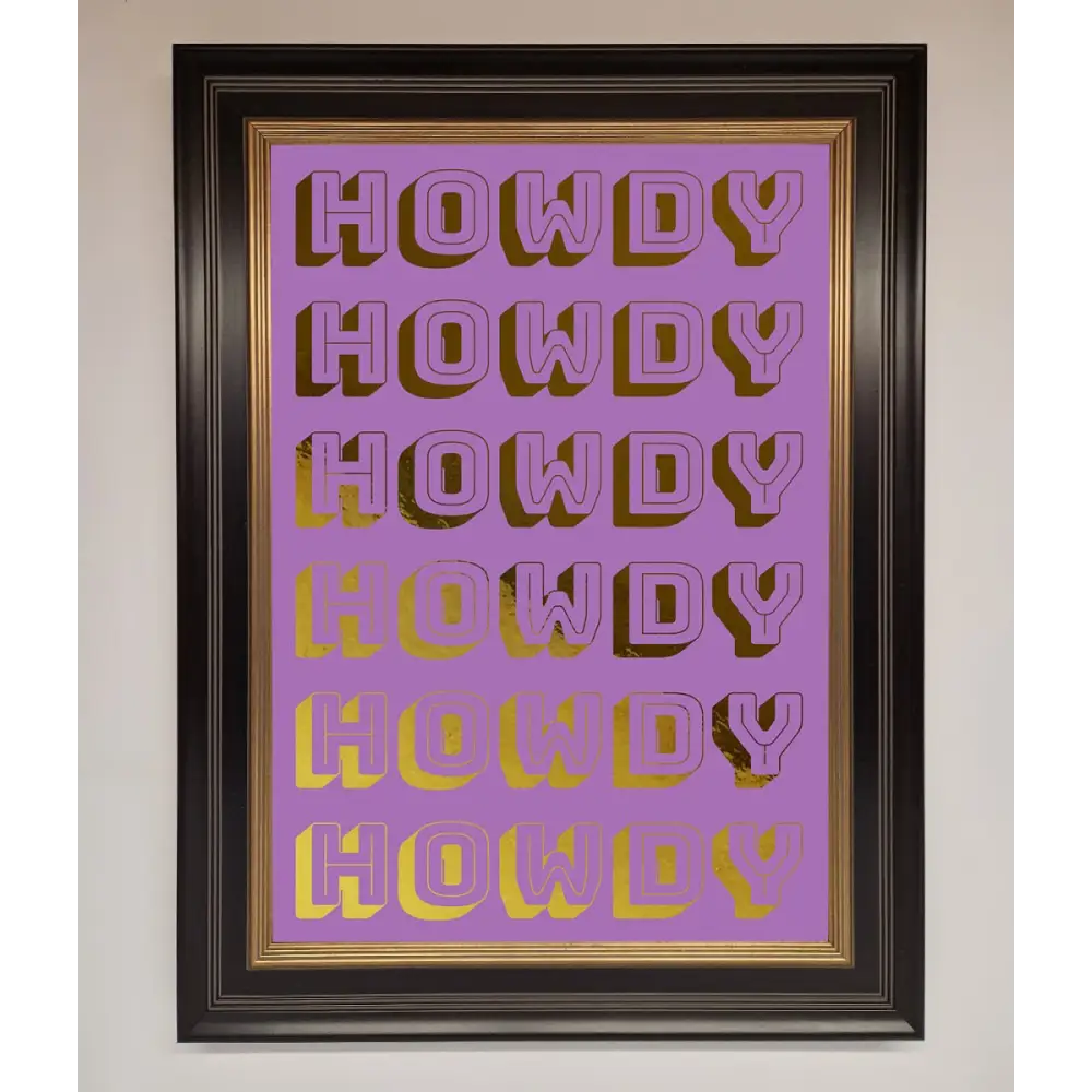 Howdy Foil Print - B0 (100 x 141 cm) / Black Gold - Framed Print