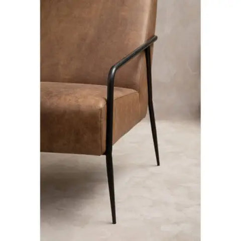 Hoxton Brown Leather Chair With Tapered Back. - Arm Chair