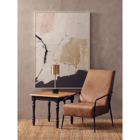 Hoxton Brown Leather Chair With Tapered Back. - Arm Chair