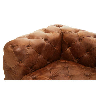 Hoxton Brown Leather Left Arm Modern Chesterfield Sofa