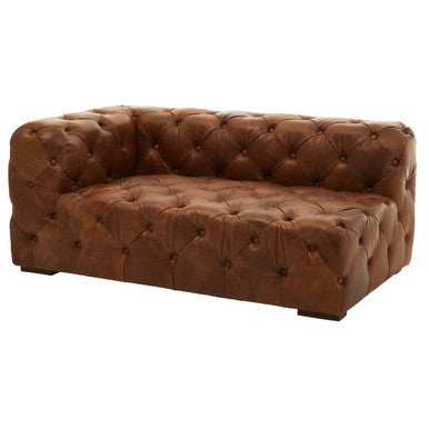 Hoxton Brown Leather Left Arm Modern Chesterfield Sofa