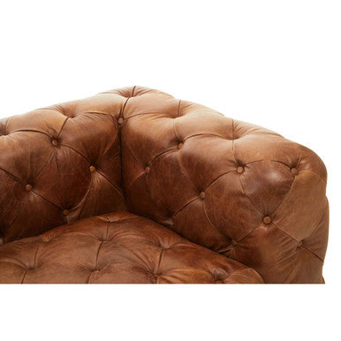 Hoxton Brown Leather Right Arm Modern Chesterfield Modular Sofa