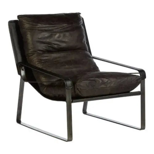 Hoxton Dark Brown Leather Lounge Chair - Arm Chair