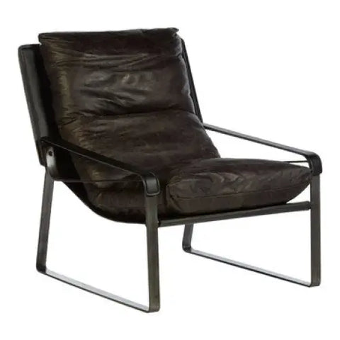 Hoxton Dark Brown Leather Lounge Chair - Arm Chair